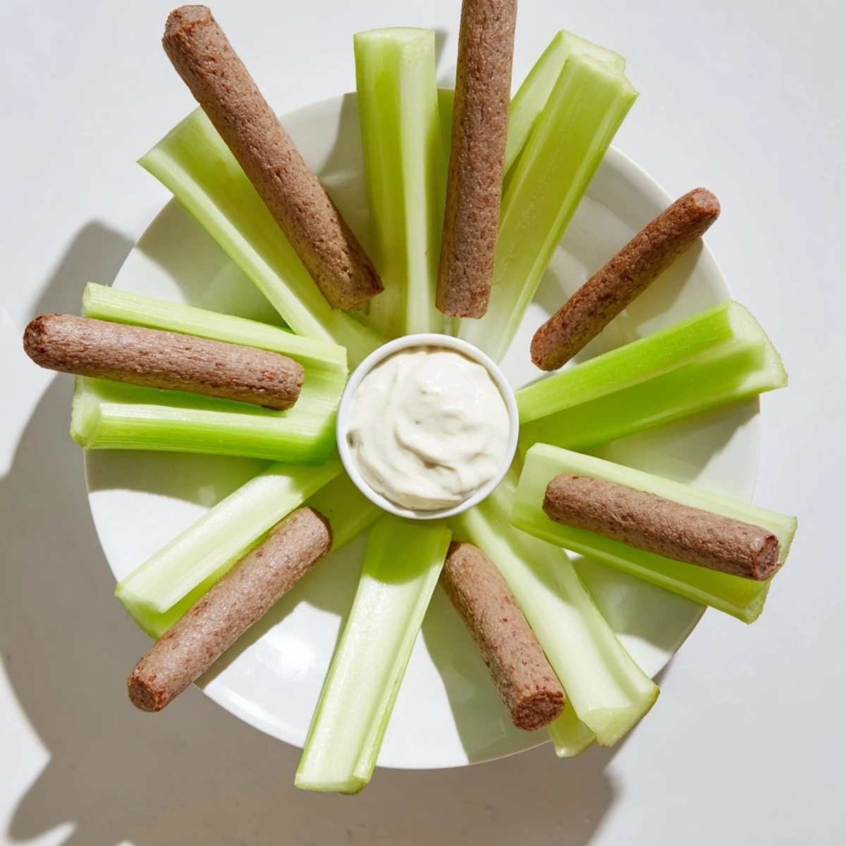 Get-together ready: This Rustic Wheel is a fun snack platter with celery and meat sticks.
