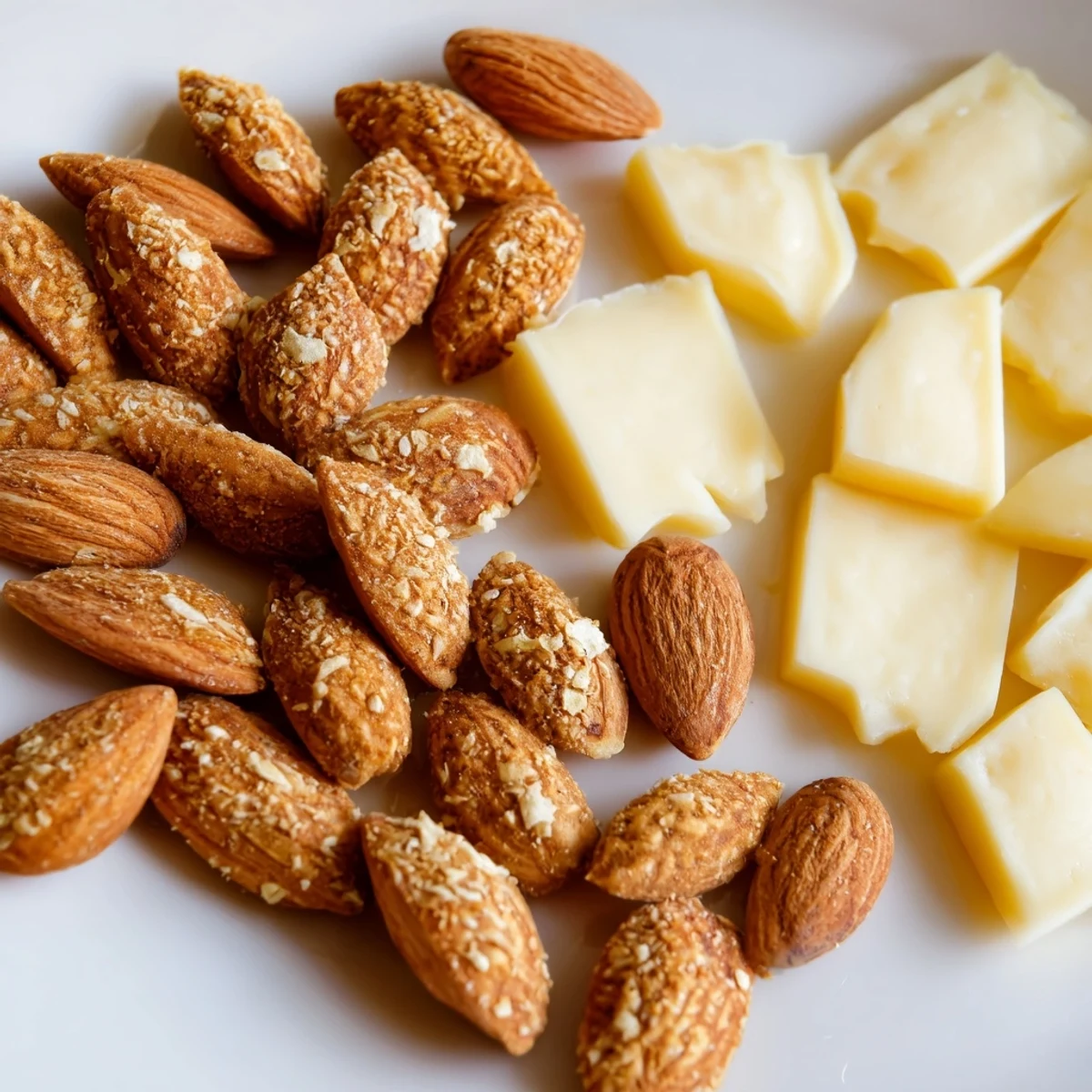 A gorgeous arrangement of The Gilded Acorn recipe: cheese acorns, nuts, and fruit on a wooden board.