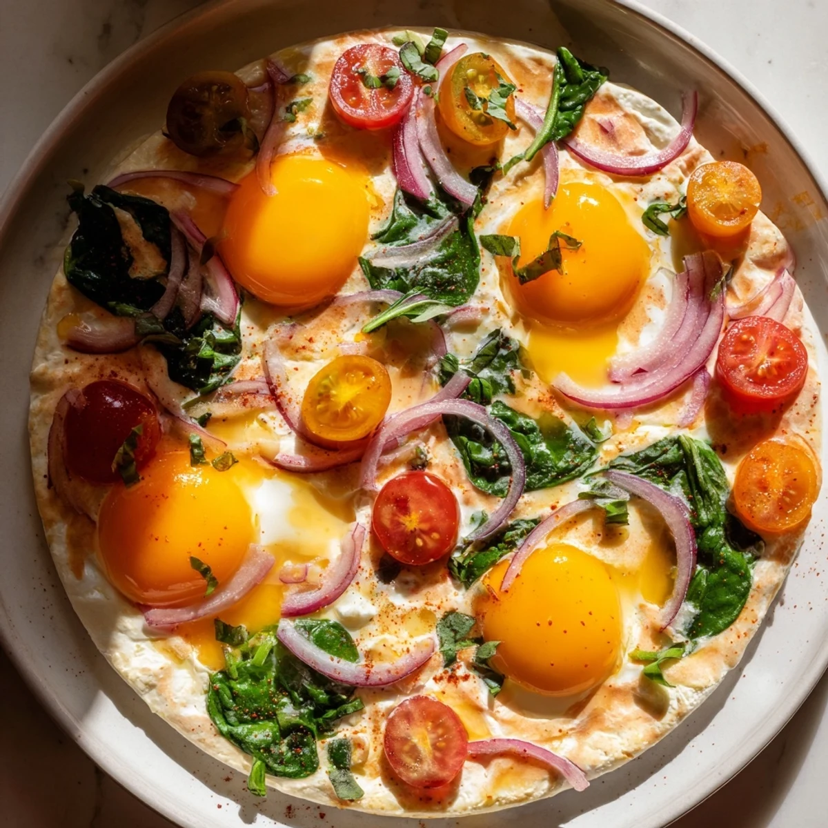 Golden, runny-yolked baked feta eggs with fresh herbs, a delicious vegetarian recipe.