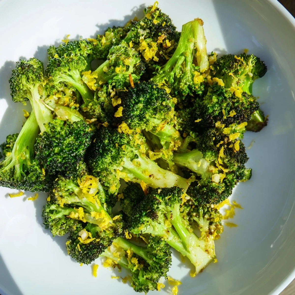Golden and tender, this Lemon Garlic Roasted Broccoli is tossed with fresh lemon zest.