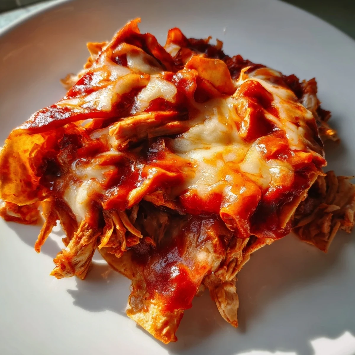 A steaming Chicken Enchilada Skillet with melted cheese and vibrant toppings, ready to eat.