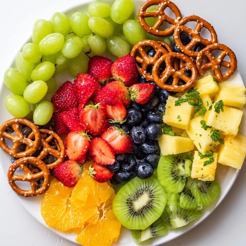 Festive Ornament Fruit Medley, a colorful display of fresh fruits, ready to serve as a holiday dessert.