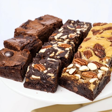 A platter brimming with rich chocolate brownies and buttery blondie squares for dessert.