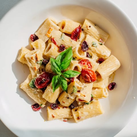 Baked Feta Pasta starring golden-baked feta cheese, bursting cranberries, and a drizzle of honey.