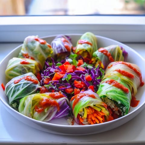 Close-up of baked Rainbow Sauerkraut Rolls; the hearty main dish is a vegetarian delight.