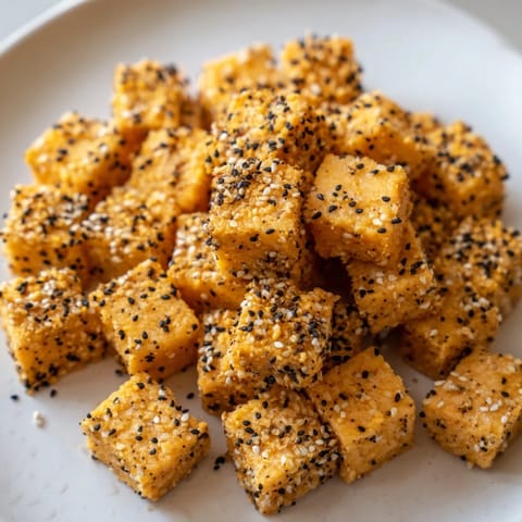 Appetizing everything bagel seasoning cheese cubes arranged on a serving platter, perfect for any gathering.