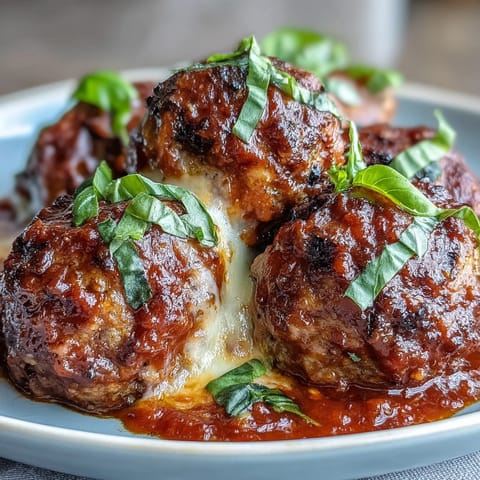 Käsige Knoblauch-Fleischbällchen mit Marinara #237