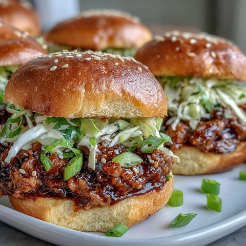 Genieße Korean Turkey Sloppy Joe Sliders als scharf-süßes Fusion Main Dish für Partygäste.