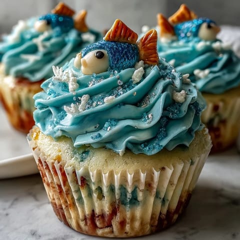 Fisch Fondant Vanille Cupcakes