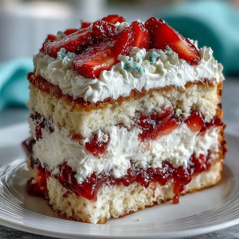 Saftige Erdbeer-Sahne-Naked-Cake, perfekt für den Frühling, schön dekoriert.