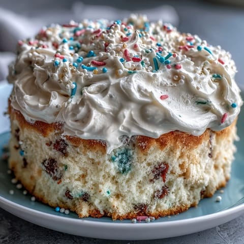 Spring Geburtstags-Party Streusel Funfetti Dip Kuchen mit bunten Schichten und cremiger Füllung.  