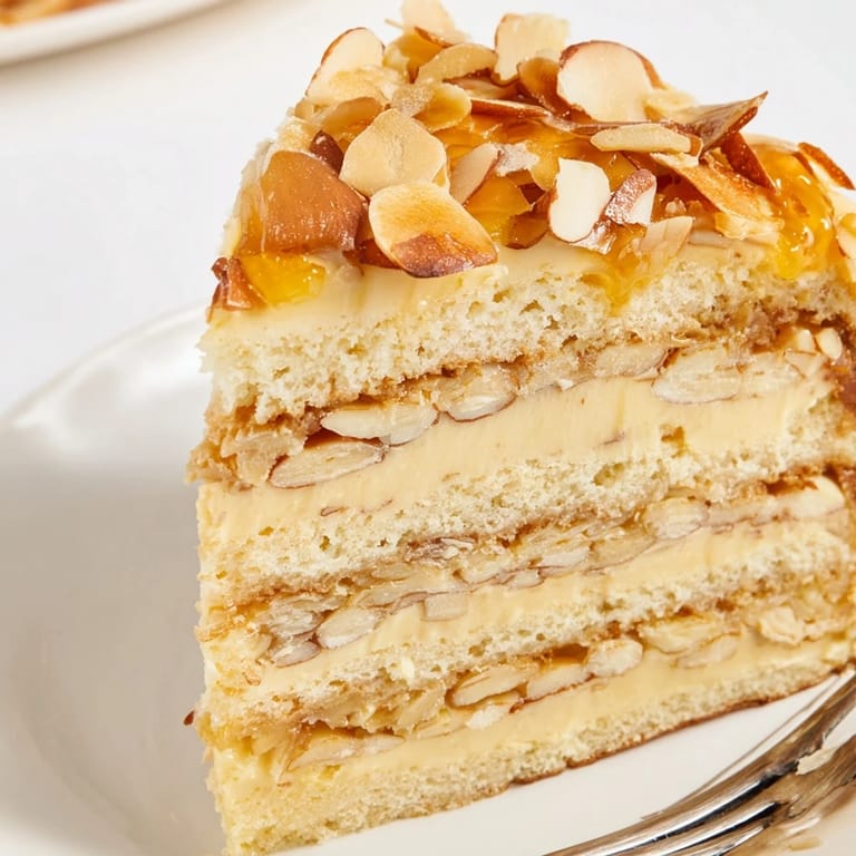 Köstlicher Bee Sting Cake mit honigüberzogenen Mandeln und weichem Hefeteig.