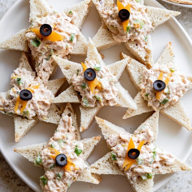 Fun and festive Mini Starfish Sandwiches, a delightful pescatarian appetizer for kids and adults.