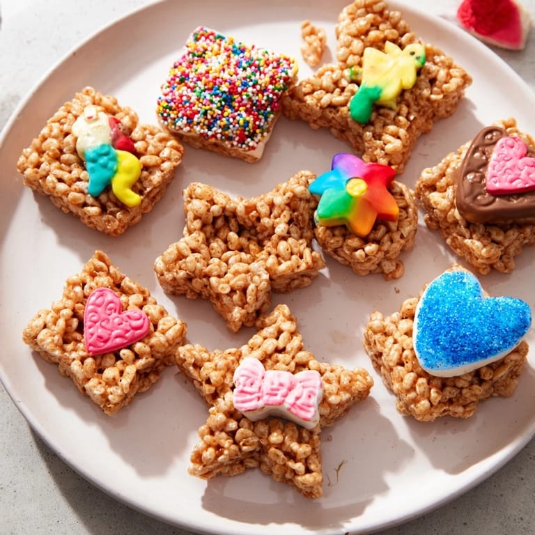 Easy-to-make Cookie Cutter Shaped Rice Krispies Treats, perfect for kids and parties, with colorful sprinkles.