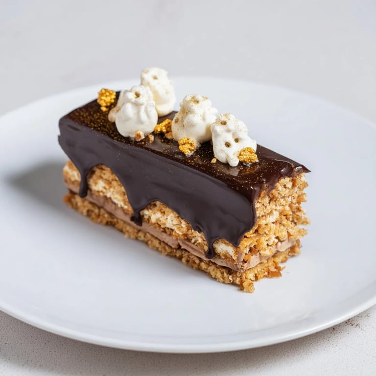 Indulge in Plaisirs Sucrés Hibou de la Nuit, a whimsical hazelnut chocolate entremets, ready to serve.