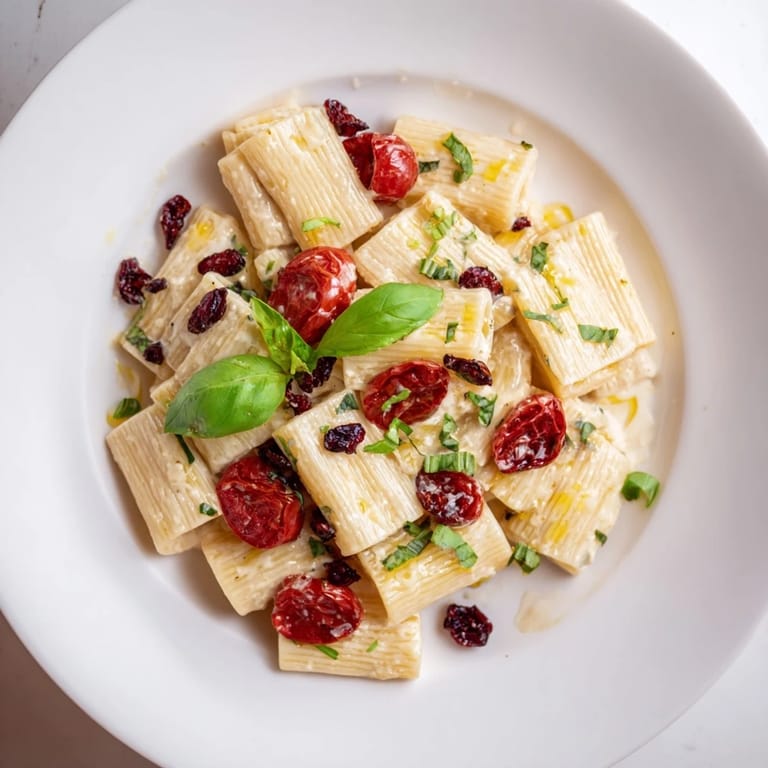 Festive Baked Feta Pasta: oven-roasted feta combined with tart cranberries, creating a flavorful dish.