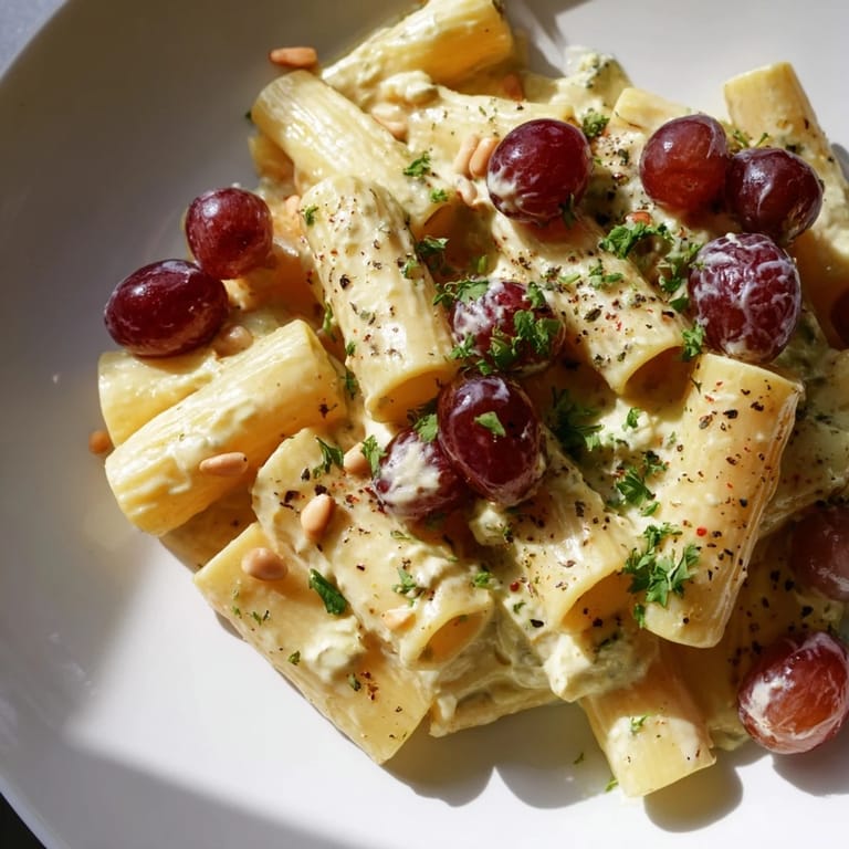 Creamy ricotta coats the perfectly cooked pasta with roasted grapes in this delicious recipe.