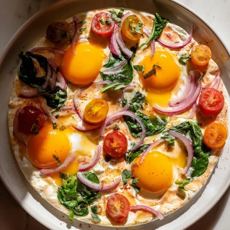 Golden, runny-yolked baked feta eggs with fresh herbs, a delicious vegetarian recipe.