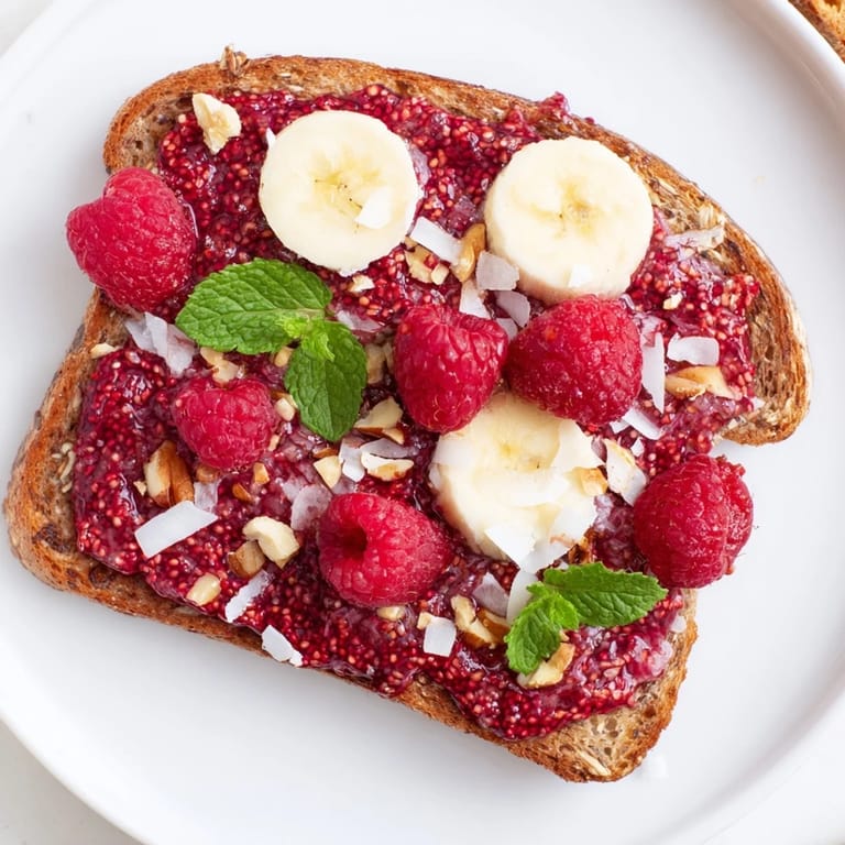 Warm, inviting image of raspberry chia jam toast, a wholesome breakfast ready to enjoy.