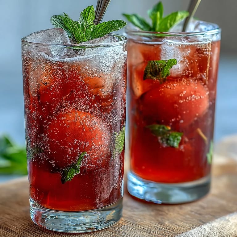 Guava Juice mit Sprudelwasser und Eiswürfeln für ein erfrischendes, sommerliches Getränk