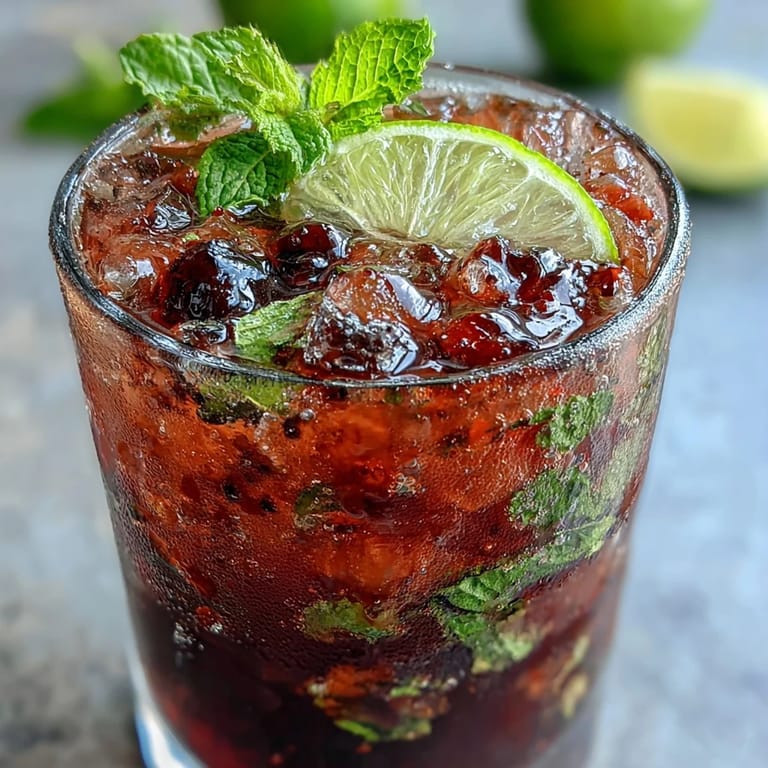 Ein exklusiver Black Currant Mojito garniert mit frischer Minze und optionalen schwarzen Johannisbeeren für extra Fruchtigkeit.