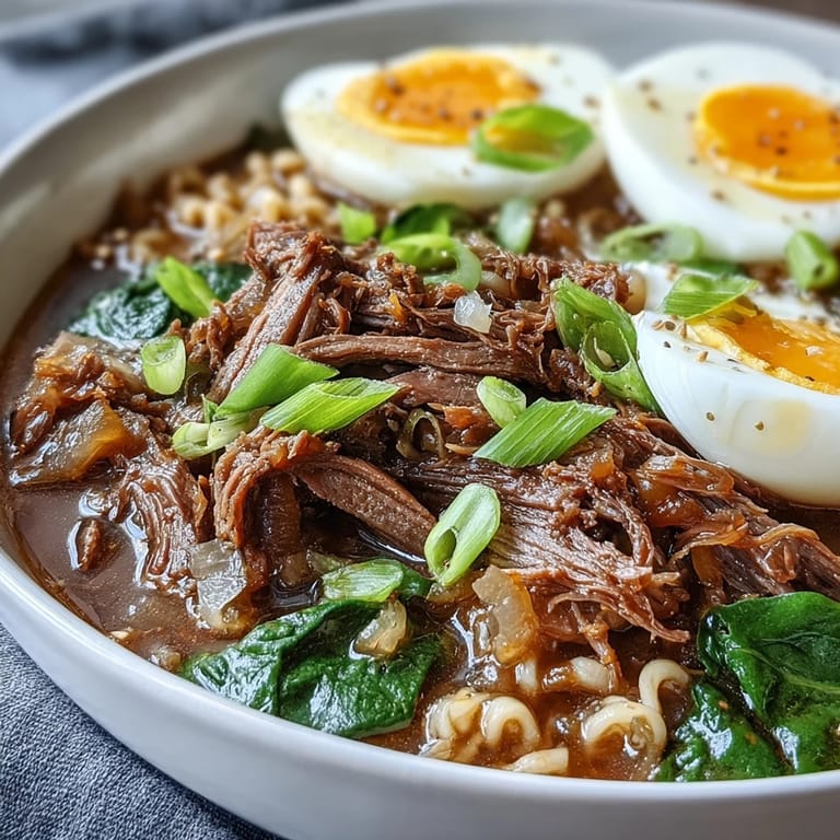 Serving suggestion for Slow Cooker Beef Ramen Noodles with chopsticks and a drizzle of spicy chili oil.
