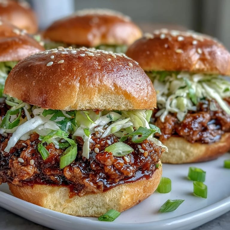 Genieße Korean Turkey Sloppy Joe Sliders als scharf-süßes Fusion Main Dish für Partygäste.