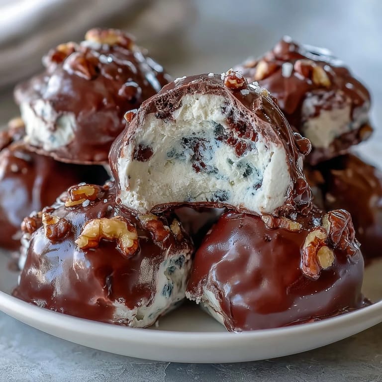 Kühle Blaubeer-Joghurt-Snacks mit cremiger Füllung und dunkler Schokoladenschale.