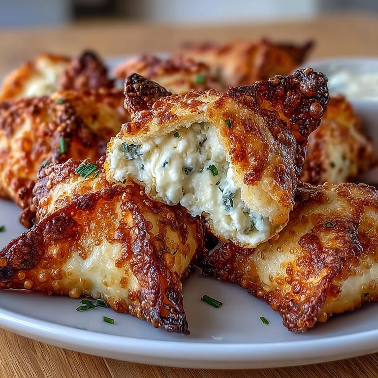 Goldene, knusprige Wontons mit cremiger Krabben-Frischkäse-Füllung, perfekt als asiatisch-amerikanische Vorspeise.