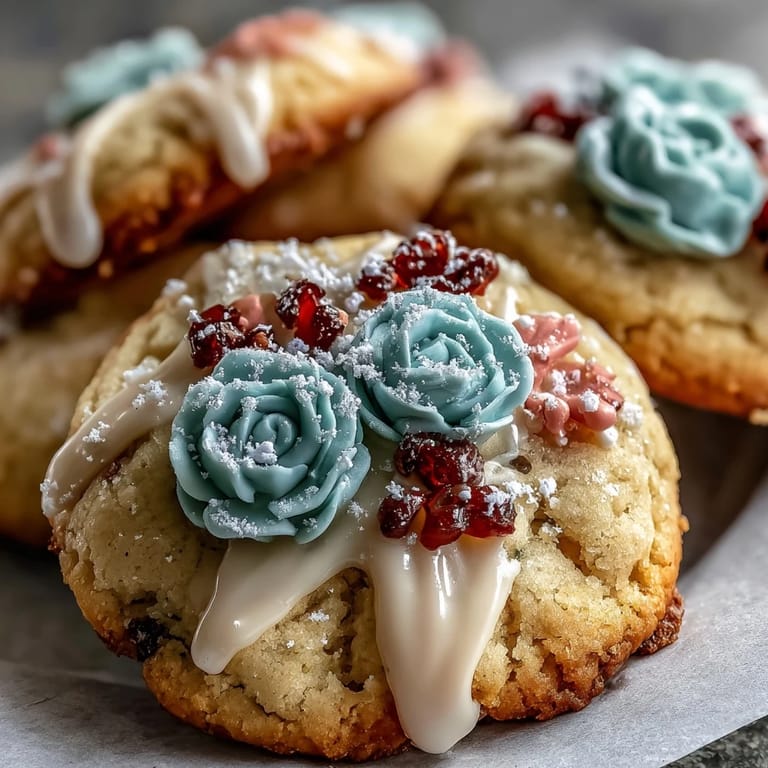 Delikate Zuckerkekse mit Royal-Icing-Blumen in Pastellfarben—ideal für Baby-Shower und Frühlingsfeiern.