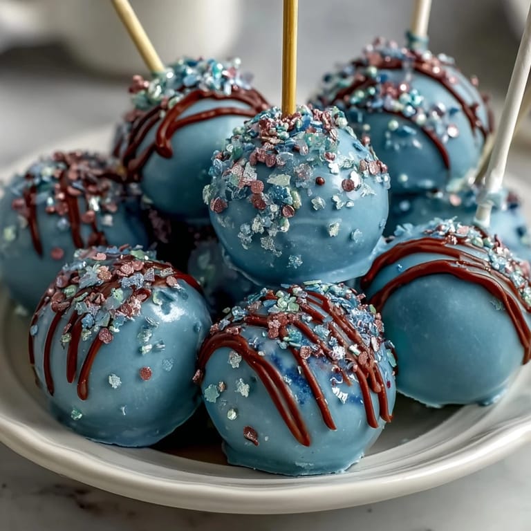 2. Verzaubernde Cake Pops im Pisces-Design: Swirled mit tiefen Blautönen und lila Akzenten, verziert mit funkelndem essbarem Glitzer.