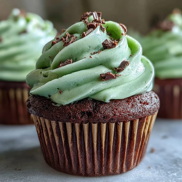 1. Festliche grüne Samt-Cupcakes mit cremiger Frischkäse-Frosting für St. Patrick's Day.