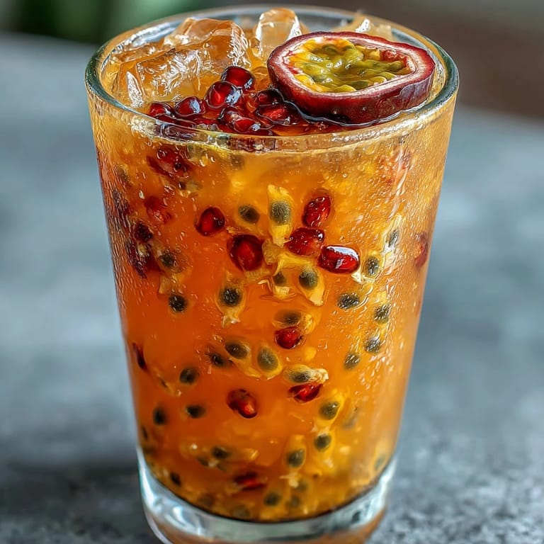 3. Leuchtender, alkoholfreier Drink mit exotischen Passionsfrucht- und Orangengeschmack, perfekt für festliche Anlässe und Sommerabende.