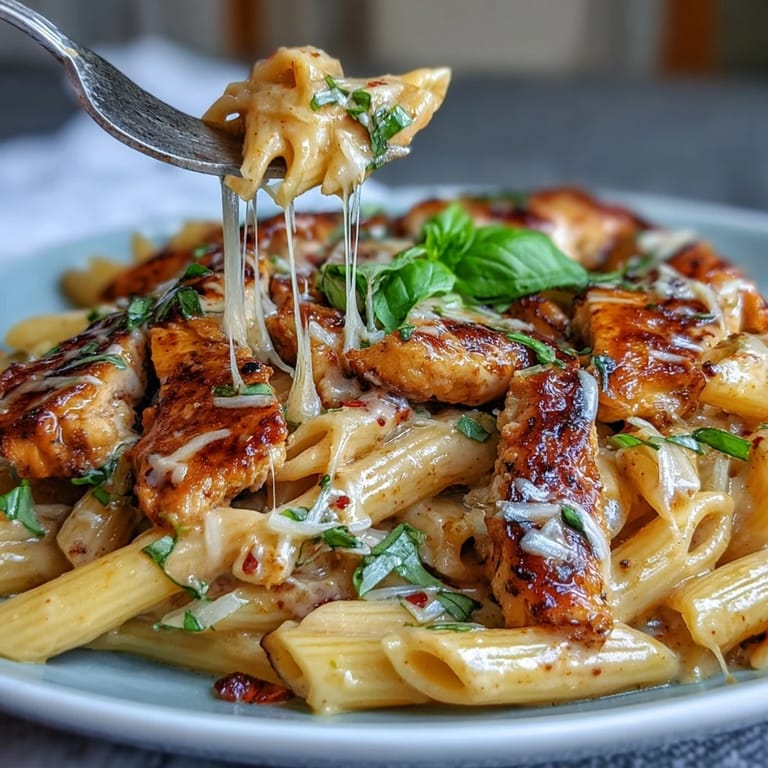 Genießen Sie zartes Marry Me Chicken Pasta in einer verführerisch cremigen Sauce.