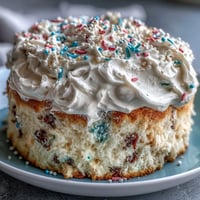 Spring Geburtstags-Party Streusel Funfetti Dip Kuchen mit bunten Schichten und cremiger Füllung.  
